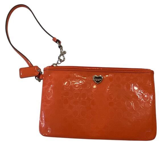 Coach ORANGE Perforated Embossed Wristlet Liquid Gloss - Picture 1 of 7